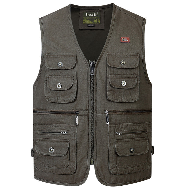Men's Multi-Pocket Washed Vest