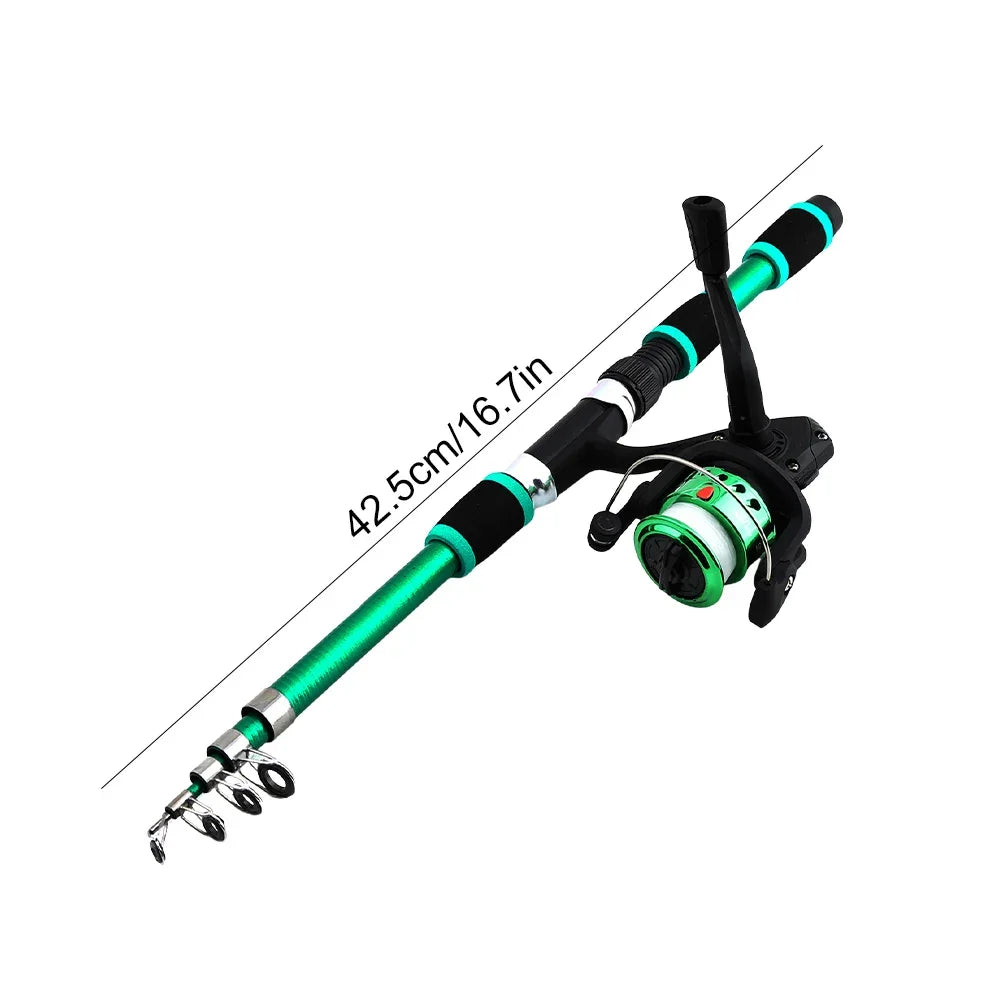 Fishing Pole Set Full Kits With Telescopic Fishing Rod And Spinning Reel